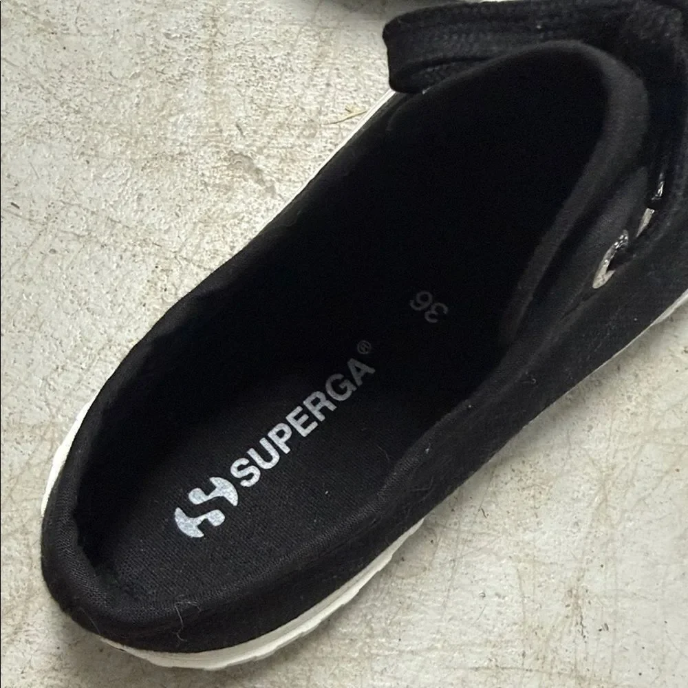 Superga Classic Black Lace-Up Sneakers Size 36 BRAND NEW